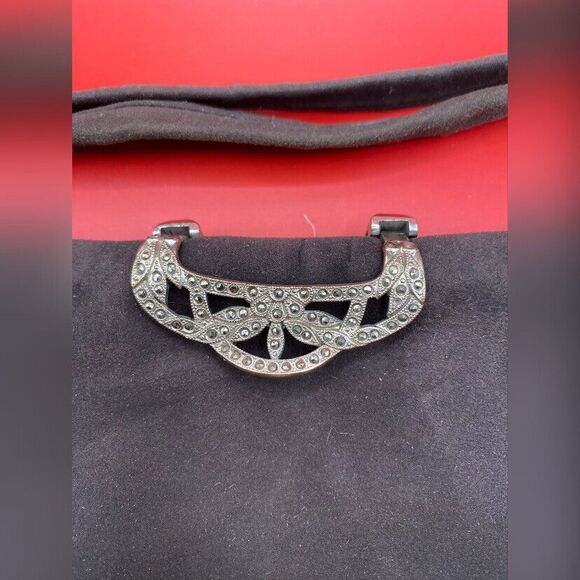 Tosoni Black Velvet Purse Evening Bag Silver Rhinestone Clasp 9x6” - Picture 2 of 5